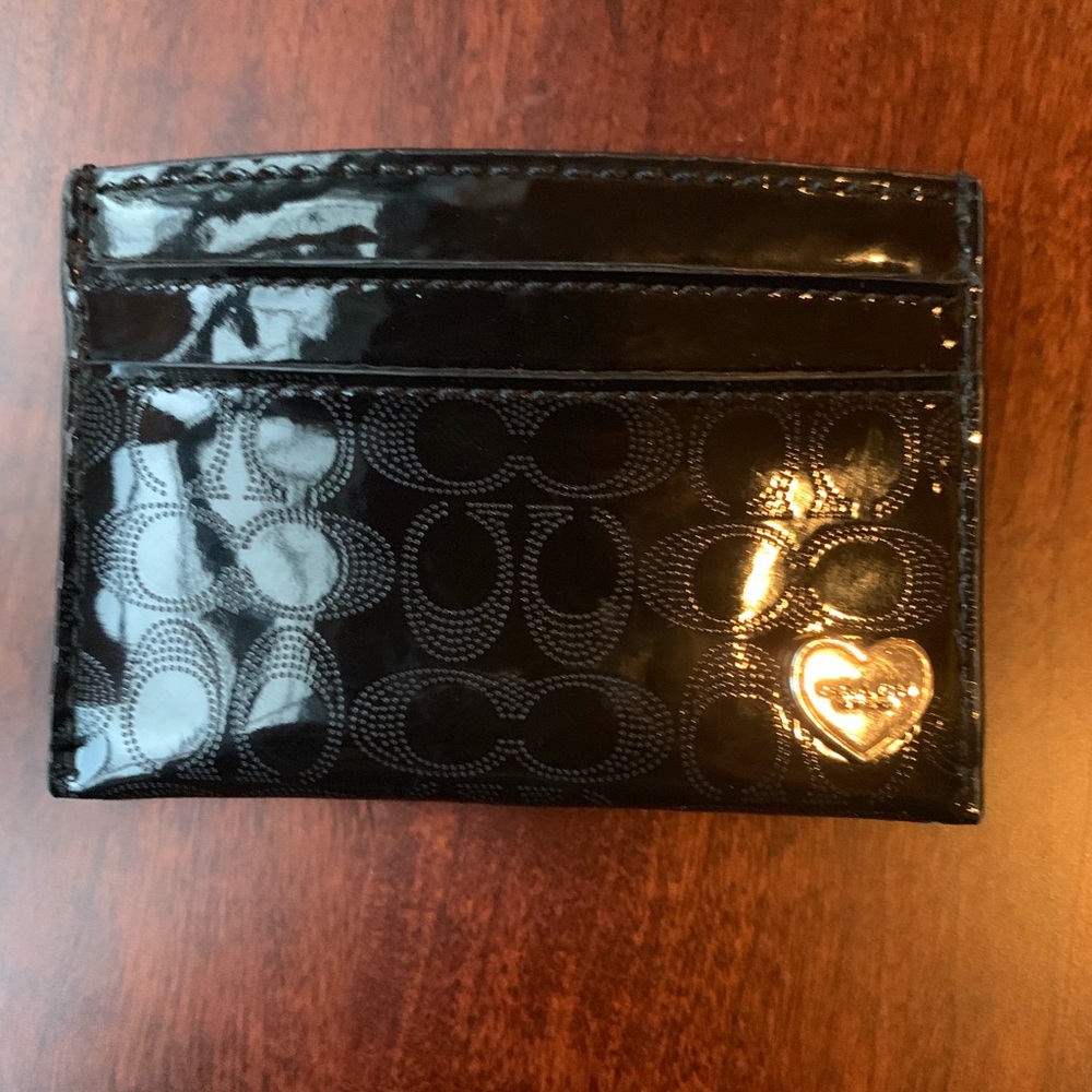 New Coach Card keeper Black Patent wallet